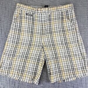 Ecko Unltd Shorts Men's Size 36 Yellow Gray Plaid Comfort